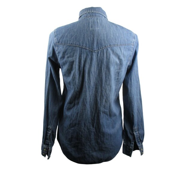 Gap Denim Western Shirt Pearl Snap Button Cowgirl Farmhouse Women's Size S - Picture 4 of 8